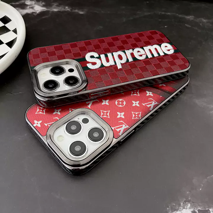 ブランドロゴ 刺繍 スマホケース Supreme
